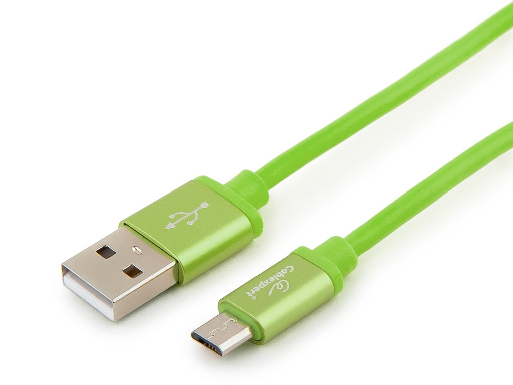 Аксессуар Gembird Cablexpert Silver Series USB 2.0 - MicroUSB 1m Green CC-S-mUSB01Gn-1M