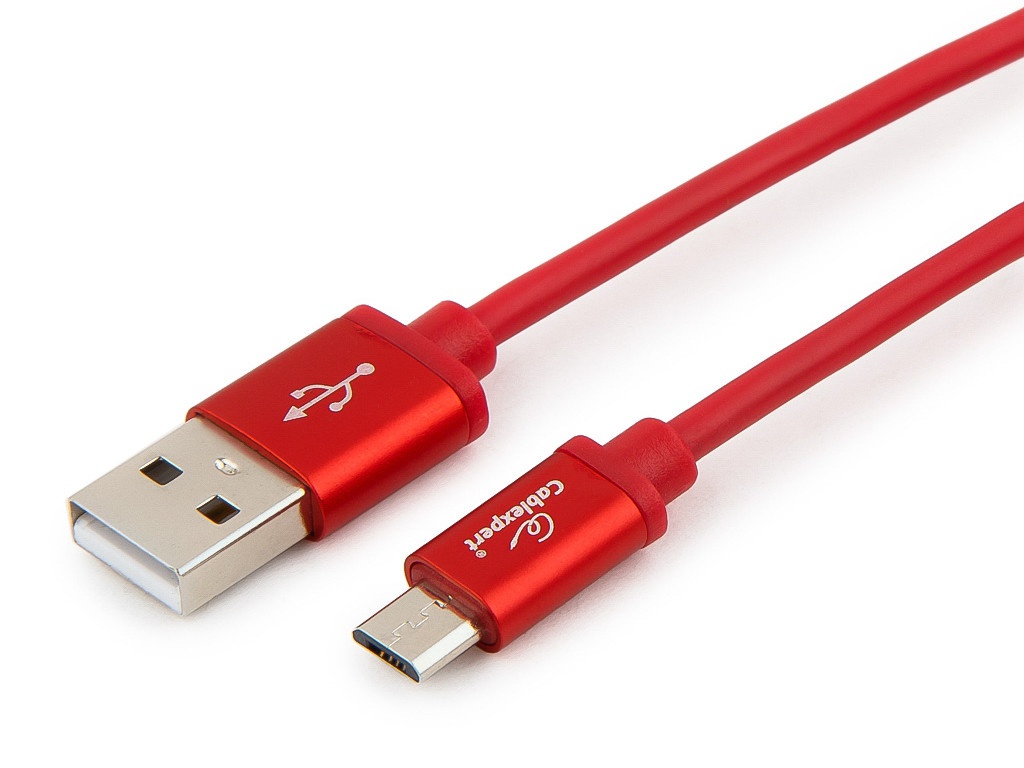 фото Аксессуар Gembird Cablexpert Silver Series USB 2.0 - MicroUSB 3m Red CC-S-mUSB01R-3M