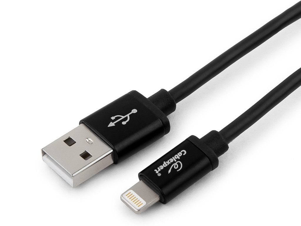 фото Аксессуар Gembird Cablexpert Silver Series USB - Lightning 1m Black CC-S-APUSB01Bk-1M