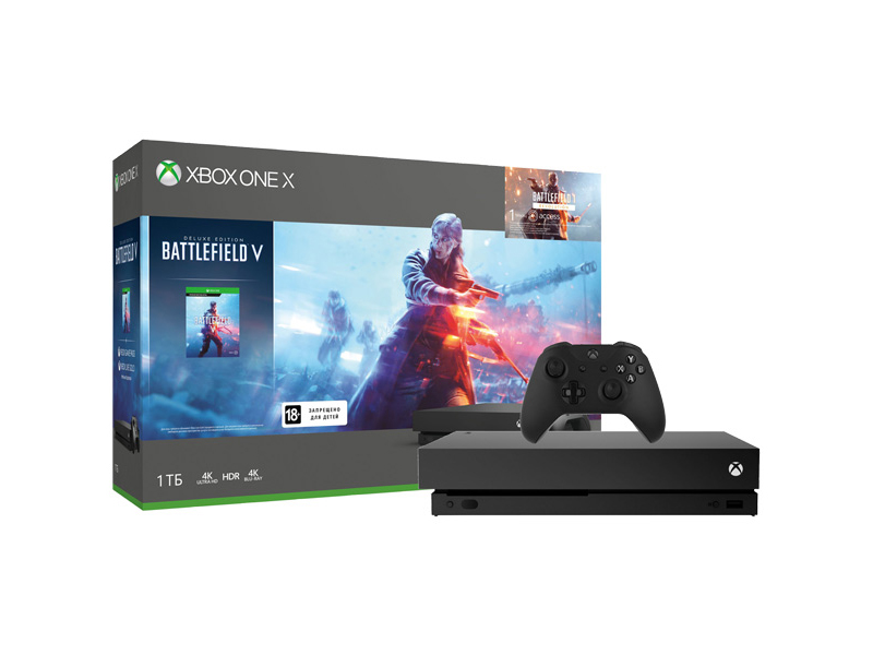 

Игровая приставка Microsoft Xbox One X 1Tb Black CYV-00180 + Battlefield V, Xbox One X 1Tb CYV-00180 + Battlefield V