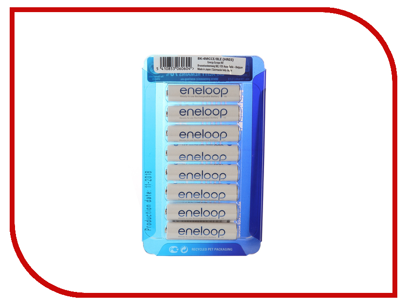 

Аккумулятор AAA - Panasonic Eneloop 750 mAh 8BP BK-4MCCE/8LE, Eneloop