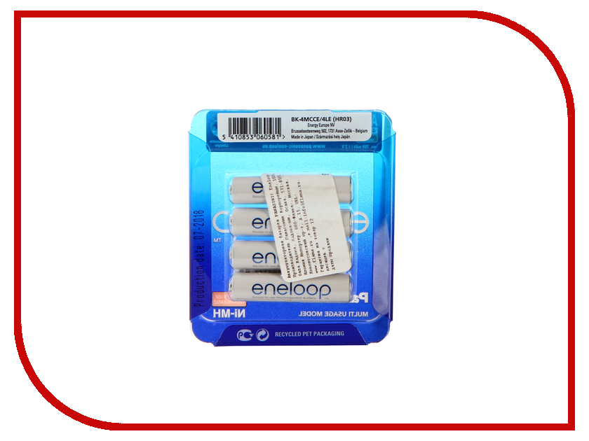 

Аккумулятор AAA - Panasonic Eneloop 750 mAh 4BP BK-4MCCE/4LE, Eneloop