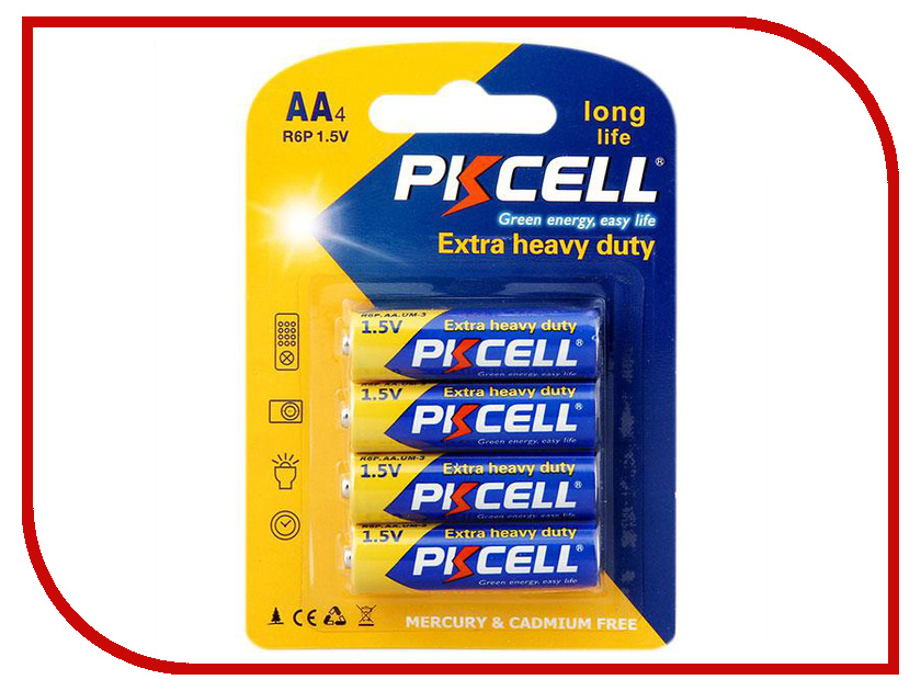 

Батарейка AA - Pkcell R6P-4B (4 штуки), R6P-4B