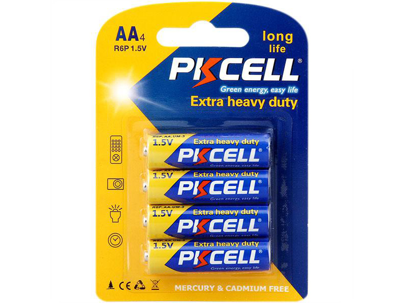 Батарейка AA - Pkcell R6P-4B (4 штуки) батарейка aaa pkcell r03p 4s 24 24 штуки