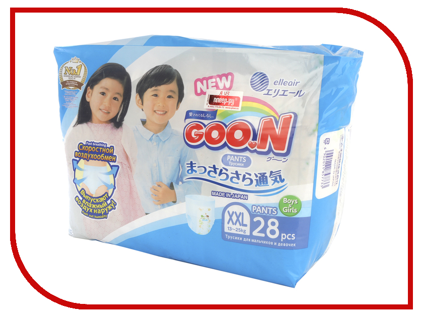 

Подгузники Goo.N трусики XXL (13-25 кг) 28 шт. 4902011857733, 4902011857733