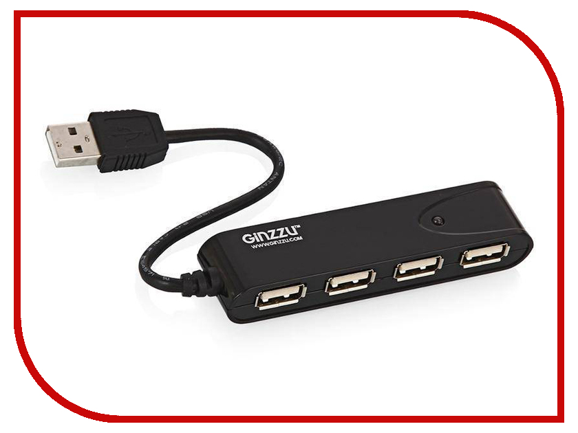 

Хаб USB Ginzzu 4xUSB 2.0 GR-424UB Black, GR-424UB