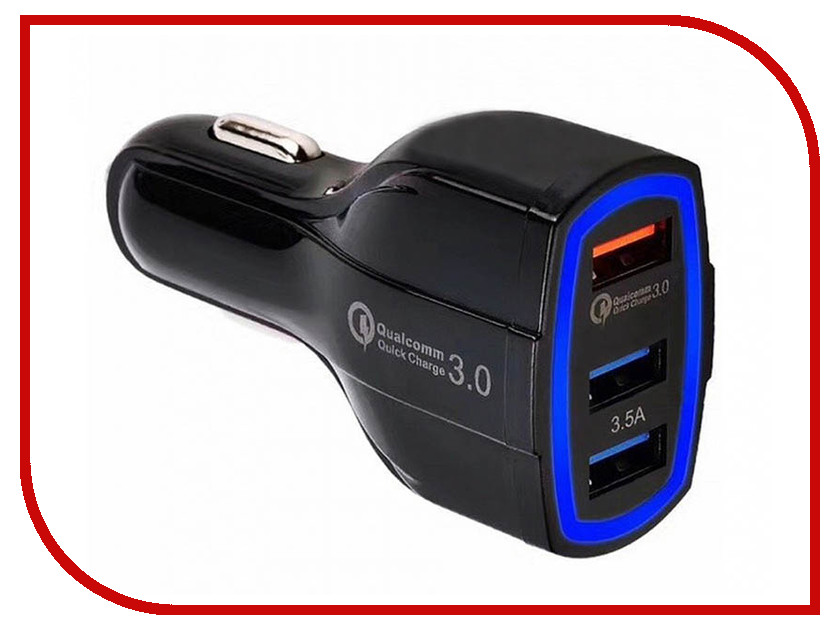 

Зарядное устройство Orient CAR QC-12V3W 3xUSB Black 30772, CAR QC-12V3W
