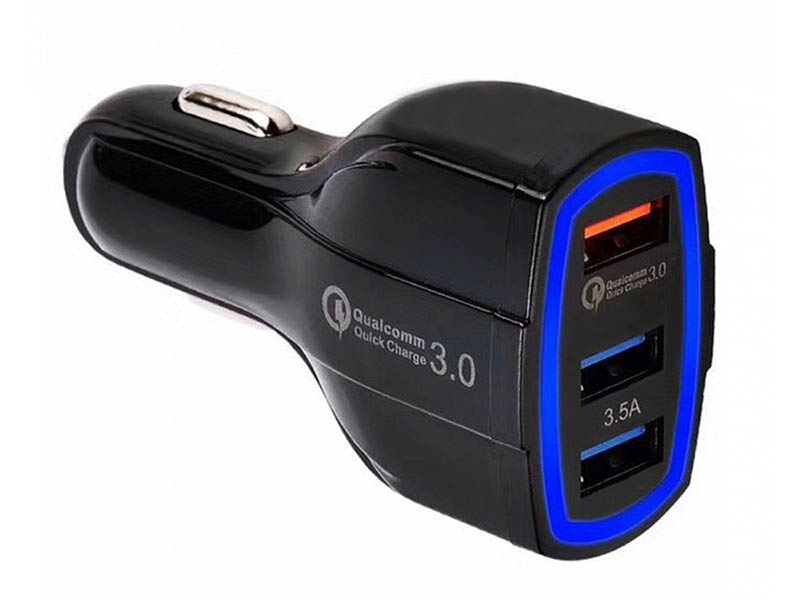 

Зарядное устройство Orient CAR QC-12V3W 3xUSB Black 30772, CAR QC-12V3W
