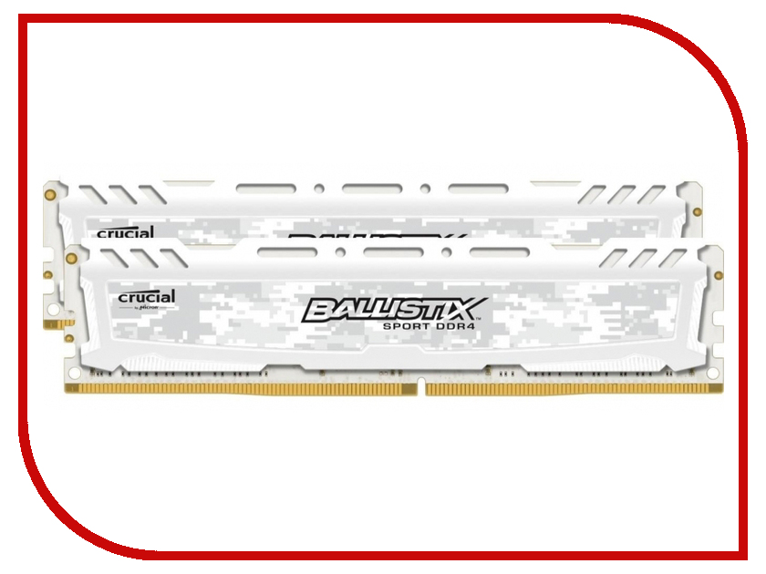 фото Модуль памяти Crucial Ballistix Sport LT White DDR4 DIMM 2400MHz PC4-19200 CL16 - 8Gb KIT (2x4Gb) BLS2C4G4D240FSC