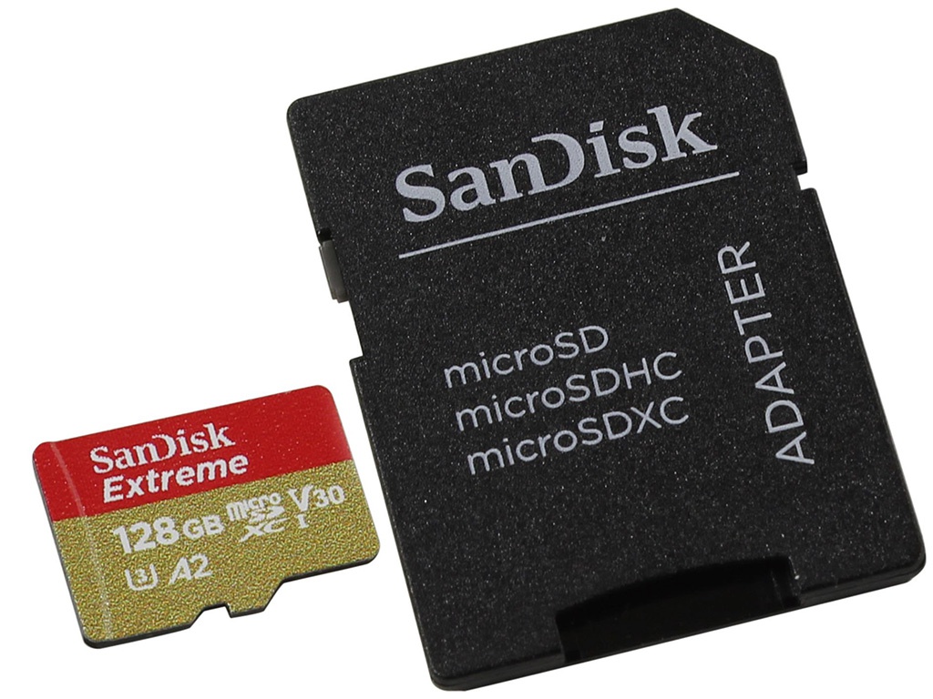 Zakazat.ru: Карта памяти 128Gb - SanDisk MicroSD Extreme Class 10 SDSQXA1-128G-GN6AA с переходником под SD
