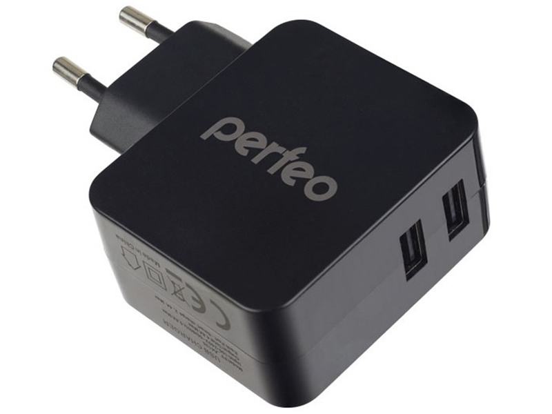 

Зарядное устройство Perfeo Cube 2 2xUSB 3.4А Black PF-A4133, PF-A4133