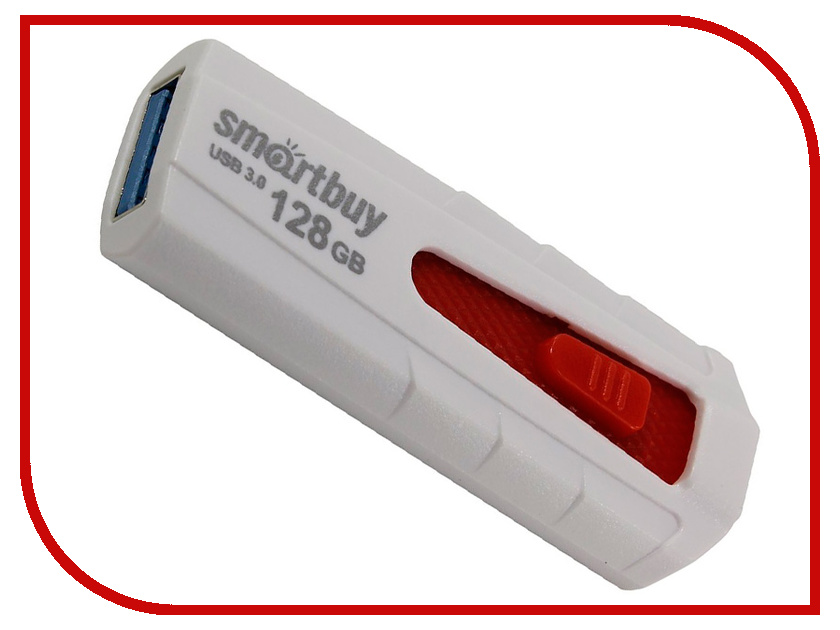фото USB Flash Drive 128Gb - SmartBuy Iron White-Red SB128GBIR-W3