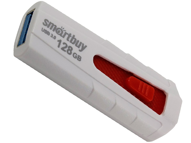 фото USB Flash Drive 128Gb - SmartBuy Iron White-Red SB128GBIR-W3