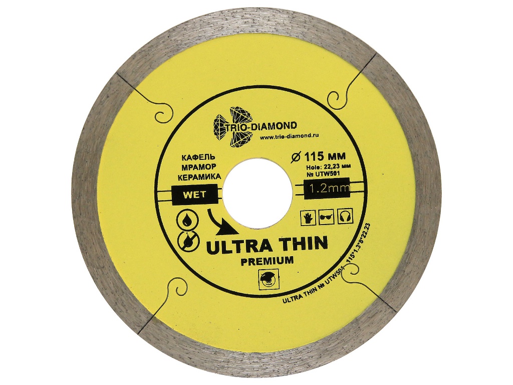 

Диск Trio Diamond UTW501 алмазный отрезной сплошной для керамогранита 115x22.23mm, UTW501