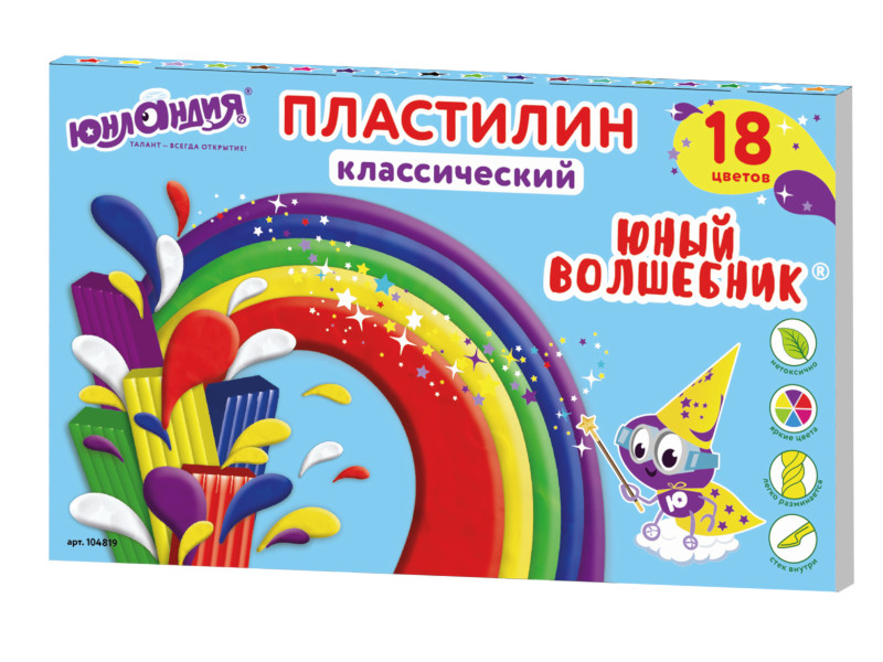 

Набор для лепки Юнландия Пластилин 18 цветов 360g 104819, 104819