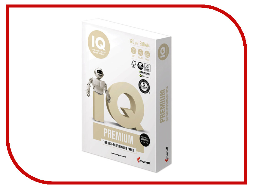 

Бумага IQ Premium A4 120g/m2 250 листов A+ 170% CIE 110748, 110748