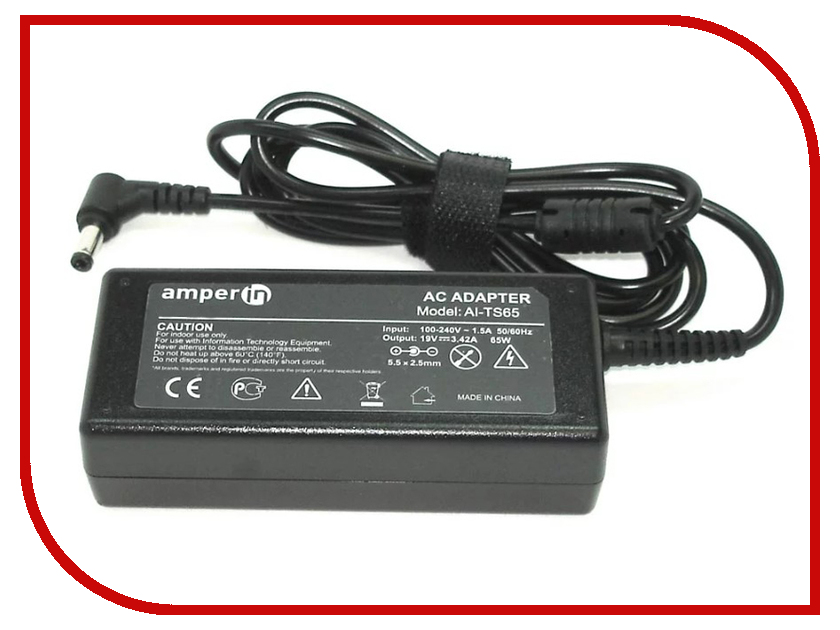 

Блок питания Amperin AI-TS65 для Toshiba 19V 3.42A 5.5x2.5mm 65W, AI-TS65