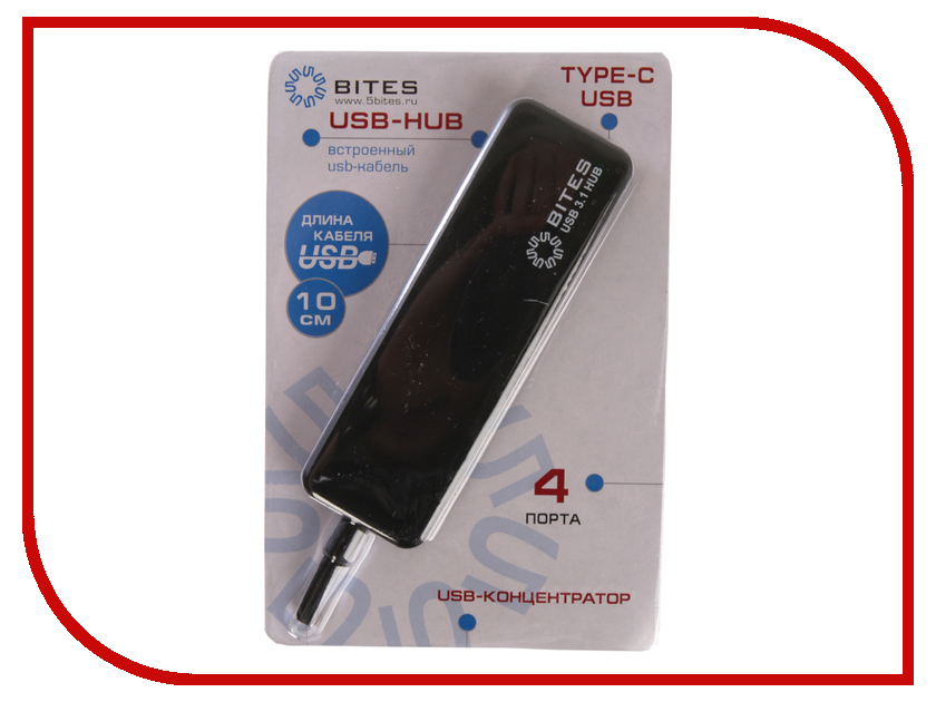 

Хаб USB 5bites 4xUSB 3.0 HB34C-311BK Black, HB34C-311BK