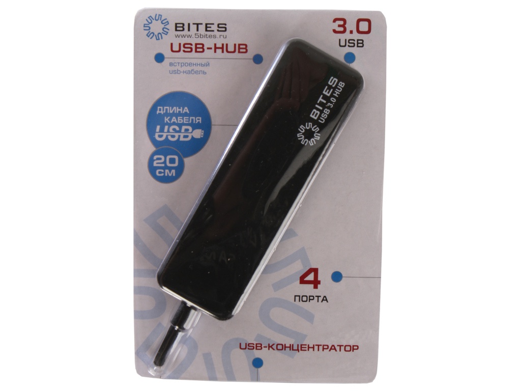 

Хаб USB 5bites 4xUSB 3.0 HB34-310BK Black, HB34-310BK