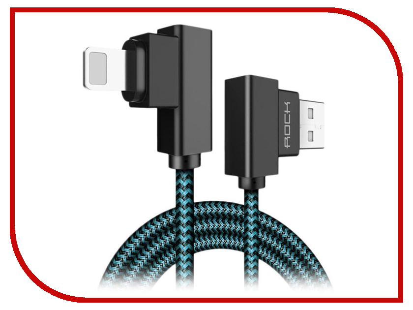 

Аксессуар Rock Lightning to USB Dual-end L-shape 2m Blue, 74946