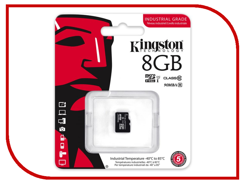 фото Карта памяти 8GB - Kingston Industrial Temperature MicroSD UHS-I  SDCIT/8GBSP