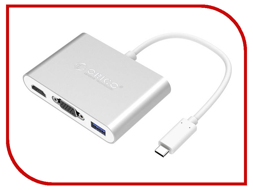 фото Аксессуар Адаптер Orico USB Type-C - VGA / HDMI / USB 3.0-A / Type-C Silver RCHV-SV