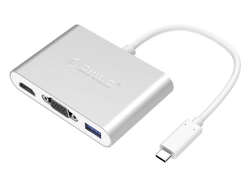 фото Аксессуар Адаптер Orico USB Type-C - VGA / HDMI / USB 3.0-A / Type-C Silver RCHV-SV