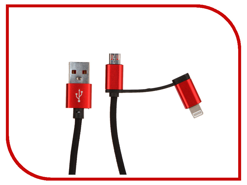 фото Аксессуар Red Line LX01 2 in 1 USB - microUSB/8pin Black УТ000017254