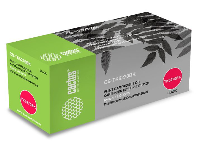 

Картридж Cactus CS-TK5270BK Black для Kyocera Ecosys P6230cdn/M6230cidn/M6630cidn, CS-TK5270BK