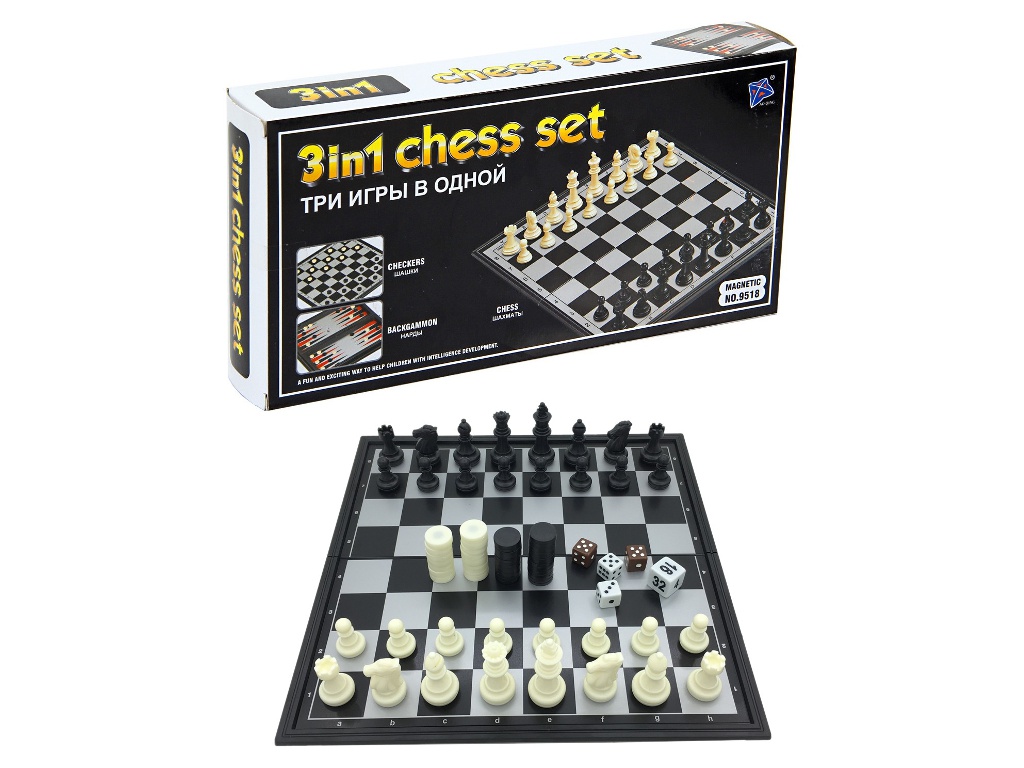 фото Игра Kromatech Магнитный набор 3 в 1 Шахматы, шашки, нарды 7710m021