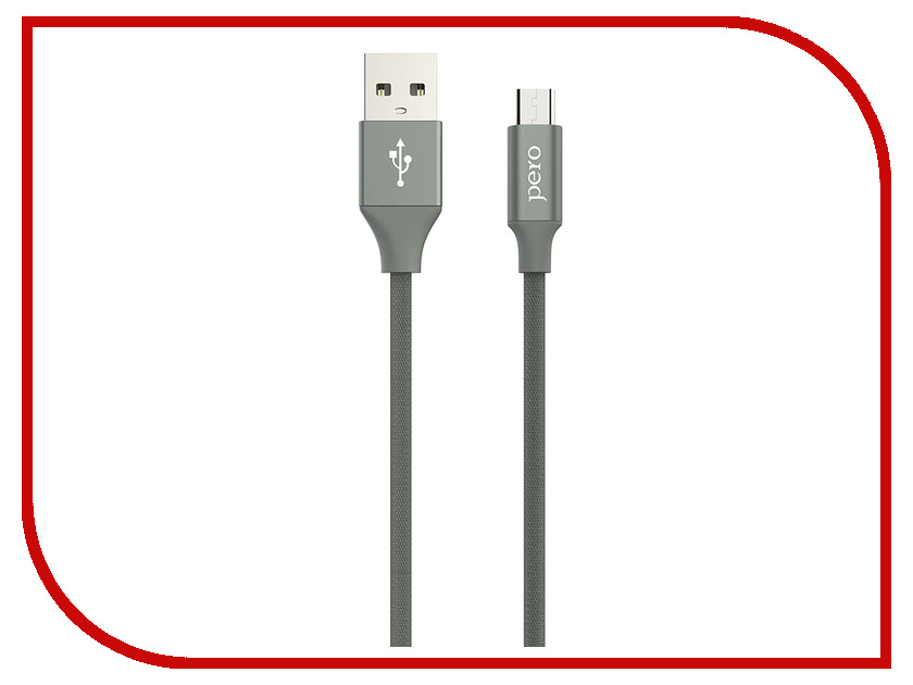 фото Аксессуар Pero DC-02 USB - microUSB 2А 1m PRDC-02MU1MGR Grey