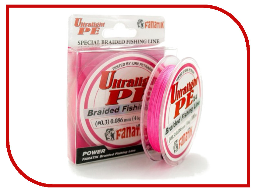 фото Леска Fanatik Ultralight PE X4 (#0,3) 0.086mm 100m Pink ULPEX41000086P