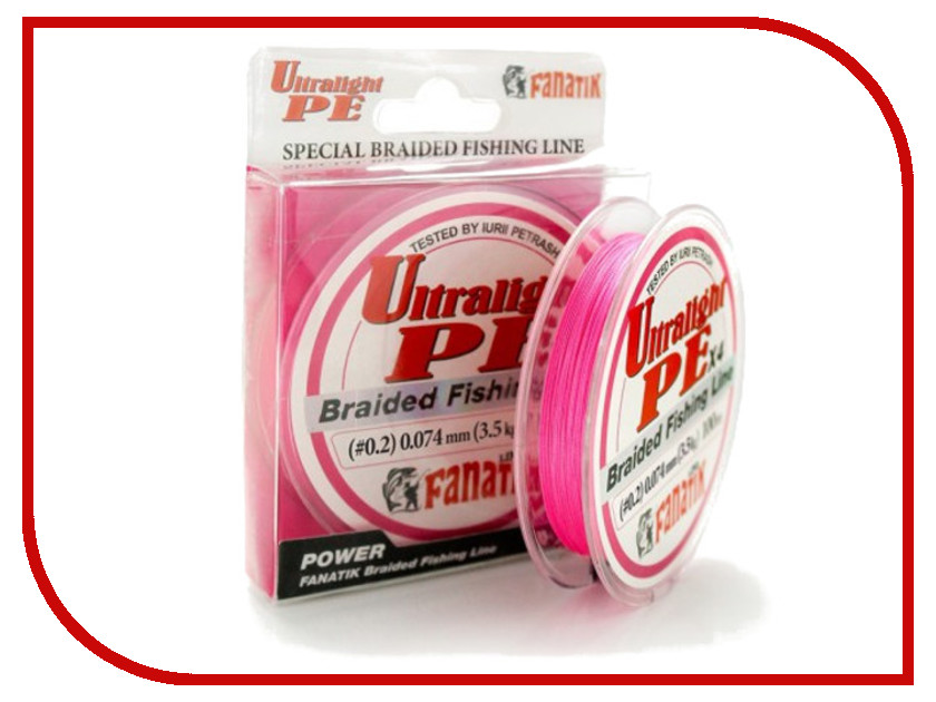 фото Леска Fanatik Ultralight PE X4 (#0,2) 0.074mm 100m Pink ULPEX41000074P
