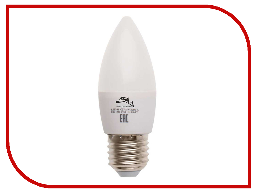 

Лампочка 3L Long Life Lamp LED C37 E27 8W 220-240V 3000K 450-480Lm Warm Light, LED-3L C37-8W E27 3000K