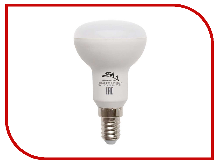 

Лампочка 3L Long Life Lamp LED R50 E14 7W 220-240V 3000K 400-450Lm Warm Light, LED-3L R50-7W E14 3000K