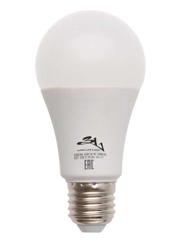 

Лампочка 3L Long Life Lamp LED A60 E27 10W 220-240V 3000K 580-640Lm Warm Light, LED-3L A60ZB-10W E27 3000K