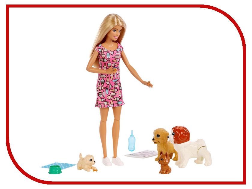 

Кукла Mattel Barbie FXH08 Барби и щенки, Barbie Doggy Daycare с домашними питомцами