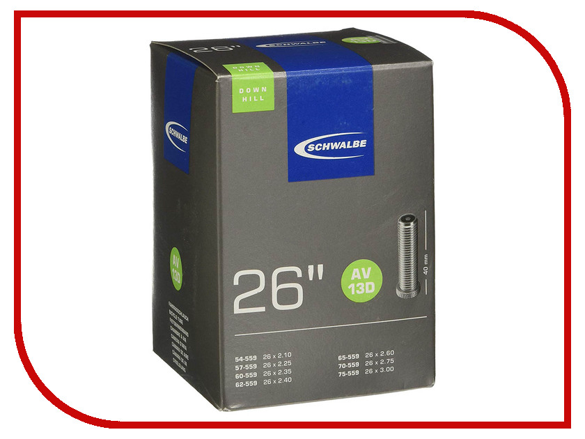

Велокамера Schwalbe AV13D TR4 Downhill 54/75-559,26х2.1525-3.0 10425740