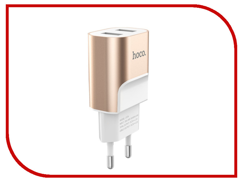 

Зарядное устройство Hoco C47A Metal 2xUSB 2.1A Gold, C47A