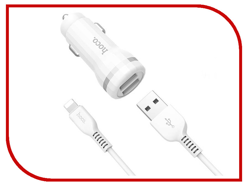 

Зарядное устройство Hoco Z27 2xUSB 2.4A + Lightning White, Z27