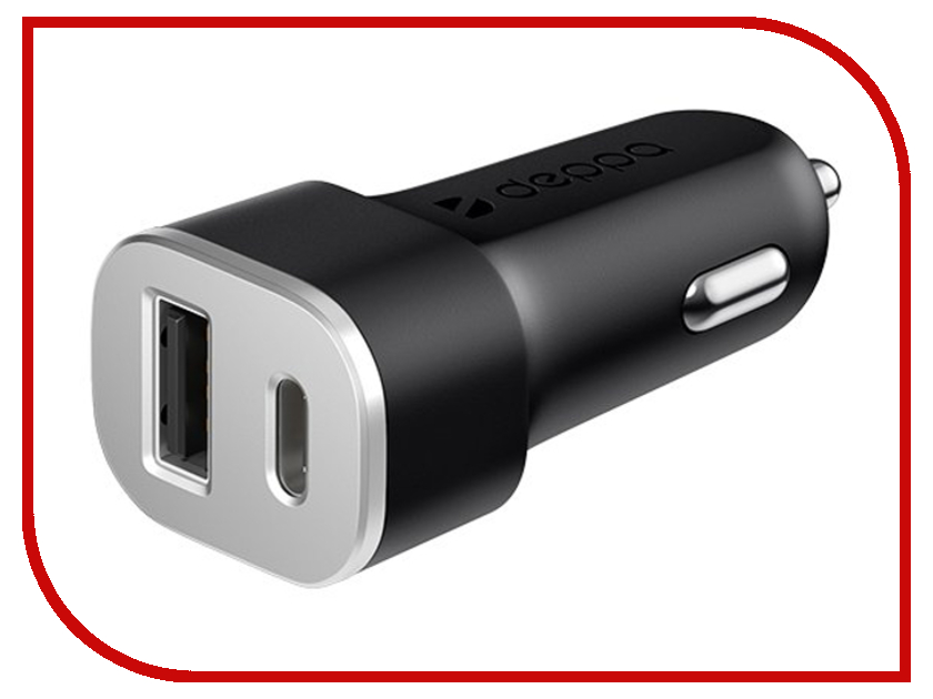 фото Зарядное устройство Deppa USB + USB Type-C 4.8A Black DEP-11288