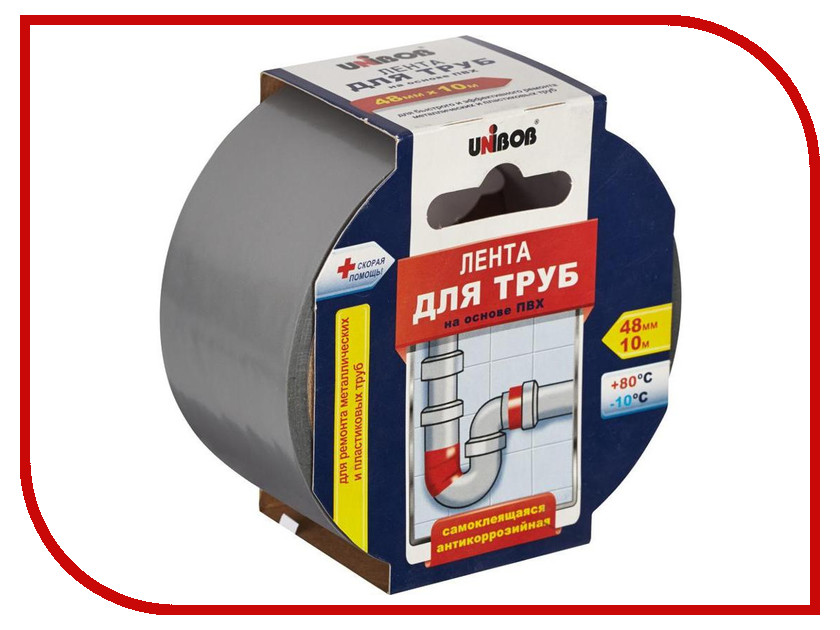 

Клейкая лента для труб Unibob 48mm х 10m Grey 371121, 371121