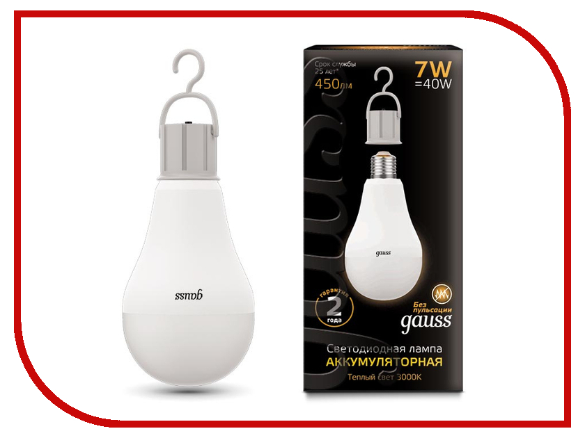

Лампочка Gauss E27 A60 7W 3000K 102402107, 102402107