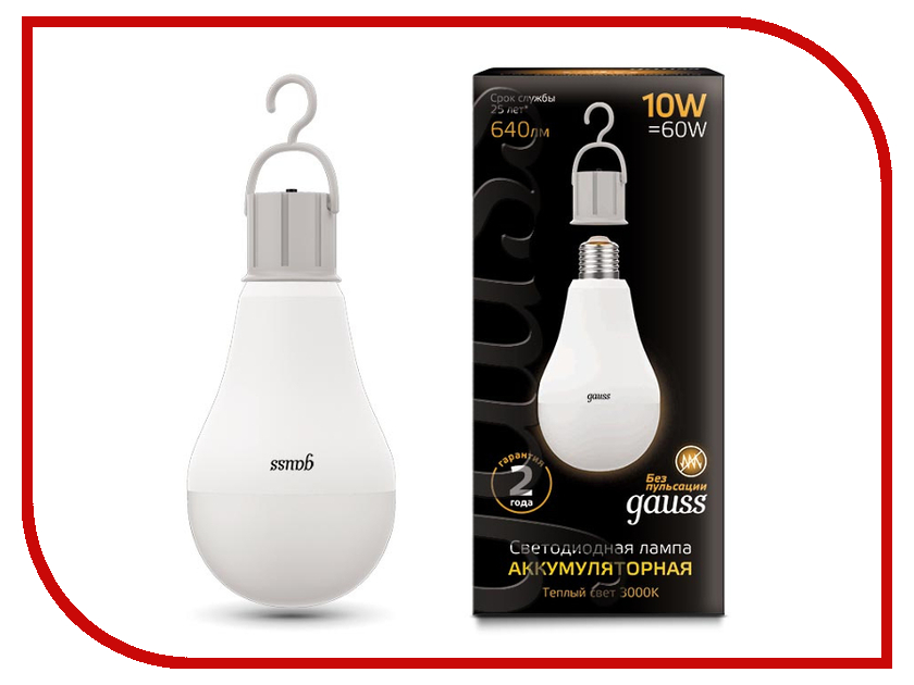 

Лампочка Gauss E27 A60 10W 3000K 102402100, 102402100