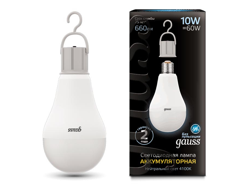 

Лампочка Gauss E27 A60 10W 4100K 102402200, 102402200