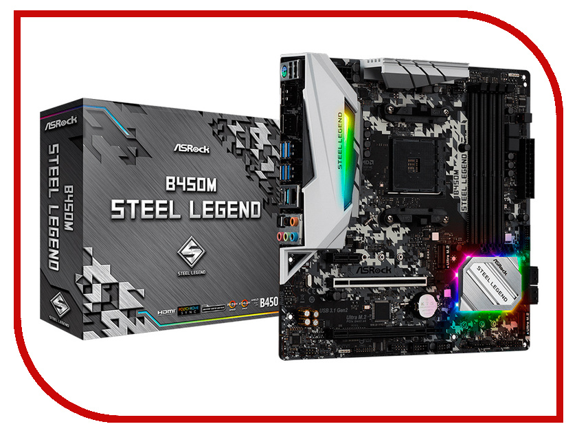

Материнская плата ASRock B450M STEEL LEGEND, B450M STEEL LEGEND