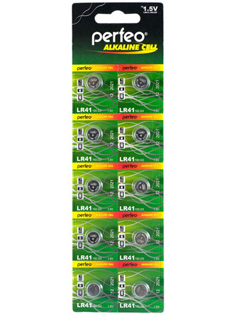 Батарейка Perfeo LR41/10BL Alkaline Cell 392A AG3 (10 штук) батарейка lr41 v3ga gp 192fra 2c10 10 штук