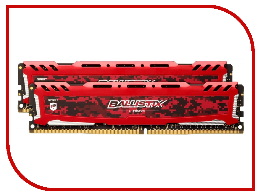 фото Модуль памяти Crucial Ballistix Sport LT Red DDR4 DIMM 3000MHz PC4-24000 CL15 - 16Gb KIT (2x8Gb) BLS2K8G4D30AESEK