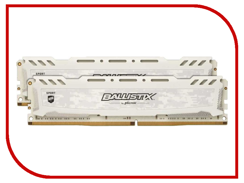 фото Модуль памяти Crucial Ballistix Sport LT White DDR4 DIMM 2400MHz PC4-19200 CL16 - 16Gb KIT (2x48b) BLS2K8G4D240FSC