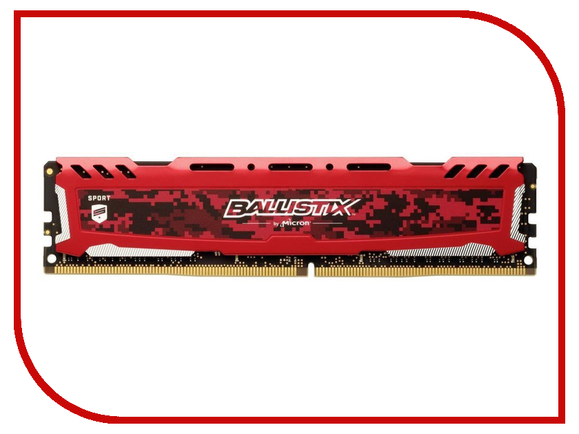 

Модуль памяти Crucial Ballistix Sport LT Red DDR4 DIMM 3200MHz PC4-25600 CL16 - 16Gb BLS16G4D32AESE, BLS16G4D32AESE
